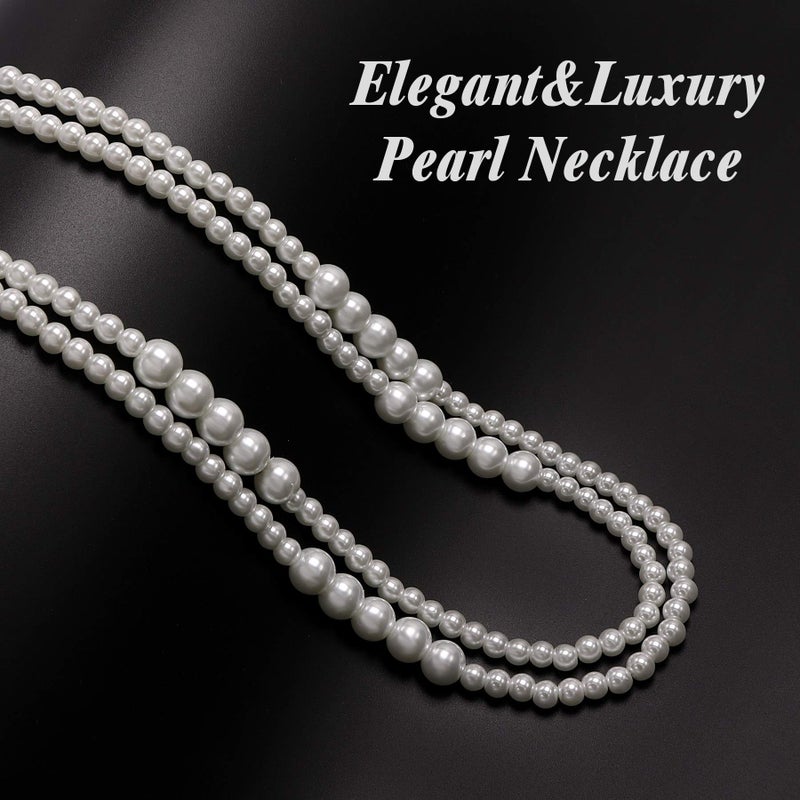 Aisansty Long Pearl Necklace for Women 69" White Faux Pearl Beads Strand Layered Necklace - Image 4